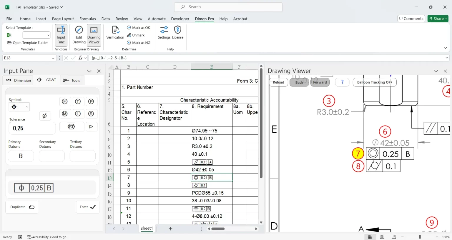 ballooning drawing in Excel for your FAI