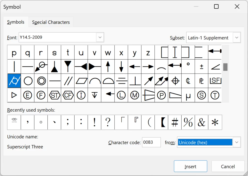 Insert gd&t symbols using excel